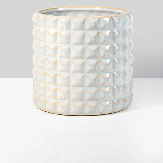 Jamali Garden | White Ceramic Studs Vase – 5.25in Tall | Event Decor