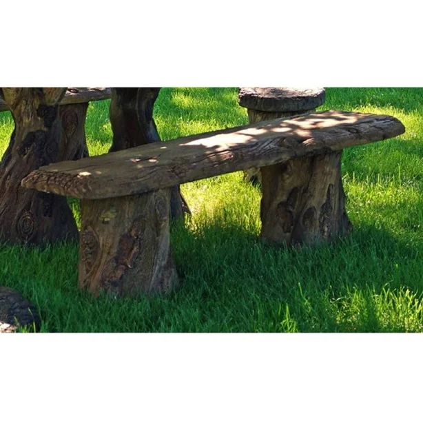 Japanese Style - Faux Wood Concrete Bench Trevia Greystone (TR)