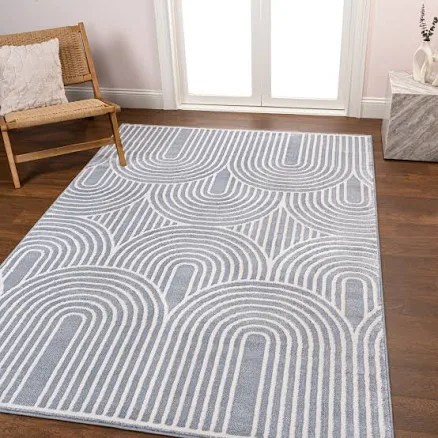 JONATHAN Y Ariana MidCentury Art Deco Striped Arches Two-Tone High-Low Area Rug