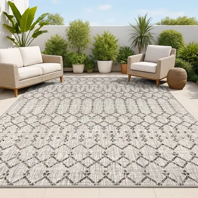 JONATHAN Y Ourika Moroccan Geometric Textured Weave Indoor/Outdoor Area Rug