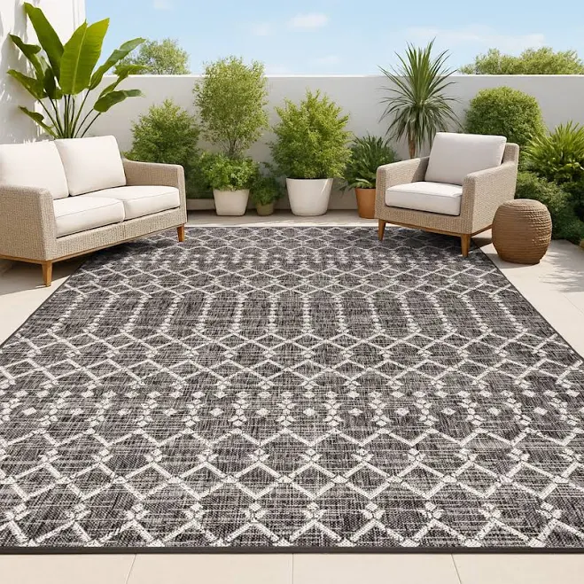 JONATHAN Y Ourika Moroccan Geometric Textured Weave Indoor/Outdoor Area Rug