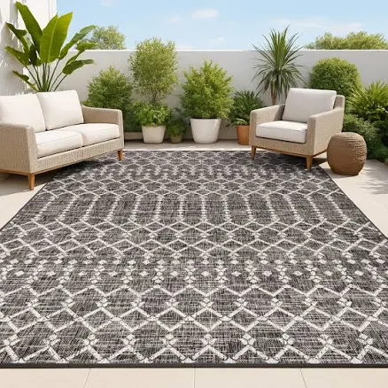 JONATHAN Y Ourika Moroccan Geometric Textured Weave Indoor/Outdoor Area Rug