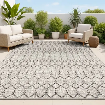 JONATHAN Y Ourika Moroccan Geometric Textured Weave Indoor/Outdoor Area Rug