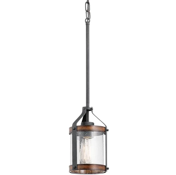 Kichler Barrington Rustic Seeded Glass Cylinder Mini Hanging Pendant Light