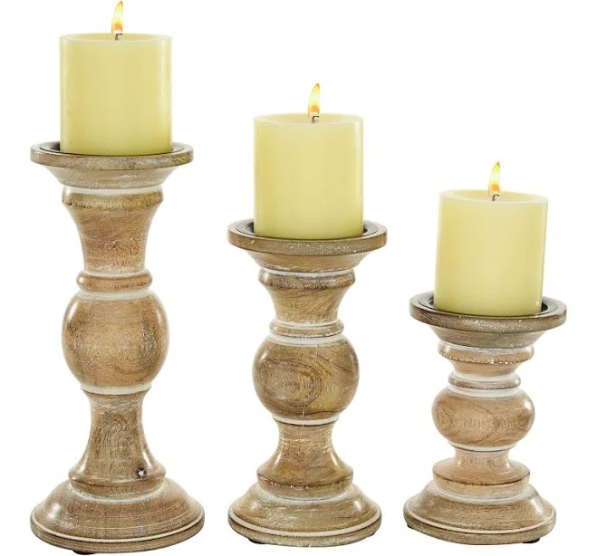 Kirkland's Home Distressed Wood Pillar Candle Holders