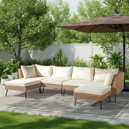 Ktaxon 6 Pieces Modular Patio Sectional Set