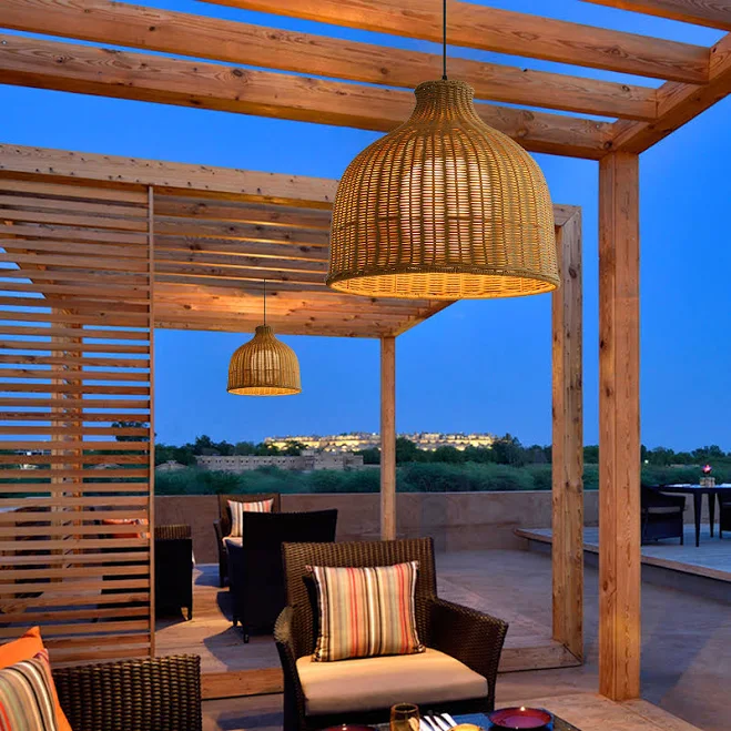 Lamppo Japanese Style Outdoor Waterproof Rattan Pendant Light