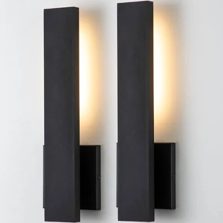 Laplusbelle C Cattleya 2-Pack Matte Black Aluminum Integrated LED Outdoor Wall L