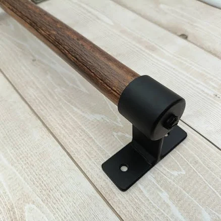 Large Handmade Door Handle with Metal Base, Rustic Farmhouse Hardware