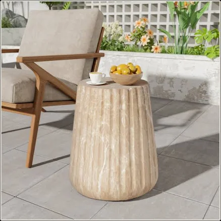 Latitude Run Outdoor Carved Side Table