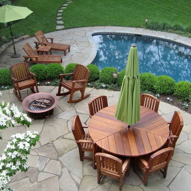 Lisa's Retro Outdoor Patio Table - built in California Redwood - 4ft - No Seatin