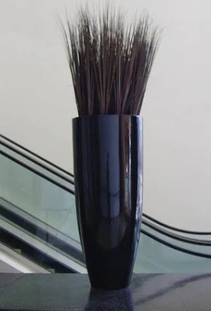 Lisbon Fiberglass Tall Round Planter Gloss Black 14x32 - Lisbon Planter 14x32