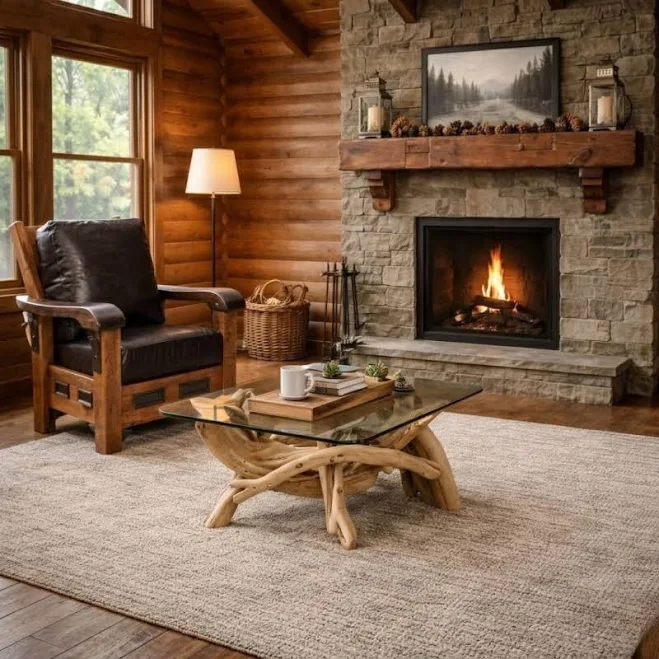 Log Furniture Place Rustic Organic Driftwood Coffee Table