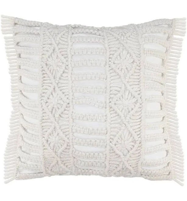 LR Home Handmade Macrame Indoor Outdoor Throw Pillow