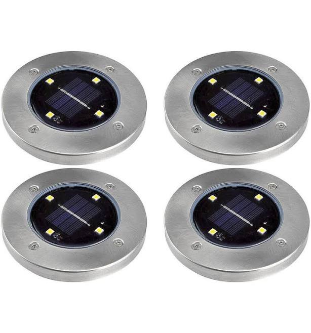 Luminar Outdoor Solar LED In-Ground Disk Lights 4-Pack