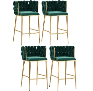 Luxe Art Deco Woven Velvet Bar StoolLuxe Art Deco Woven Velvet Bar Stool