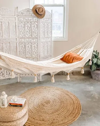 Luxe Handmade Boho Crochet Fringe Macrame Hammock