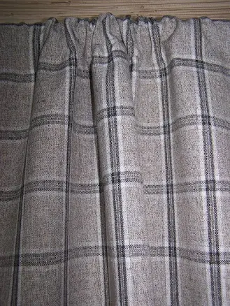 Luxury Linen Drapes, Plaid Curtains, Heavy Linen Blend Woven, Modern Farmhouse, 