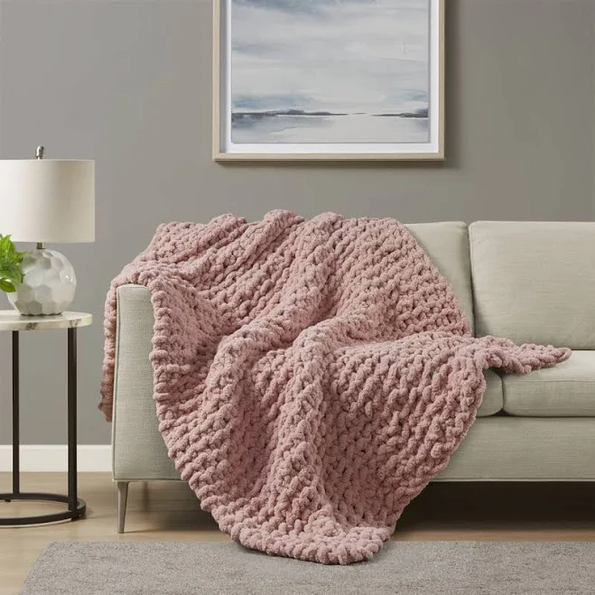 Madison Park Chenille Chunky Knit Throw