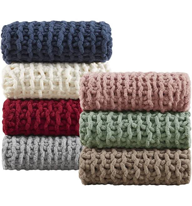 Madison Park Chenille Chunky Knit Throw