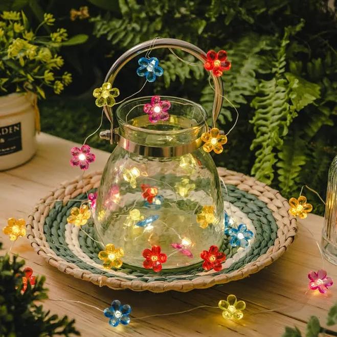 Mainstays 30-Count Solar Multicolor Flower Outdoor LED Fairy String Lights