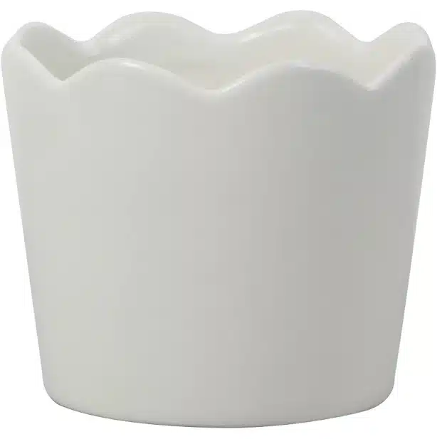 Mainstays Small Round White Scallop Ceramic Planter
