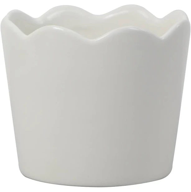 Mainstays Small Round White Scallop Ceramic Planter