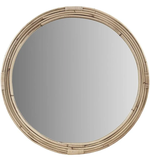 Martha Stewart Luna Natural Rattan Round Wall Mirror