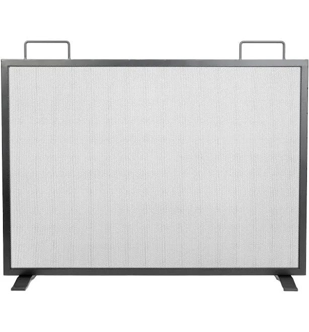 Master Forge 39-in Black Powder Coated Steel 1 -Panel Flat Fireplace Screen 1595