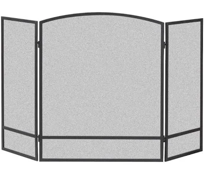 Master Forge 48-in Black Powder Coated Steel 3-Panel Arched Fireplace Screen
