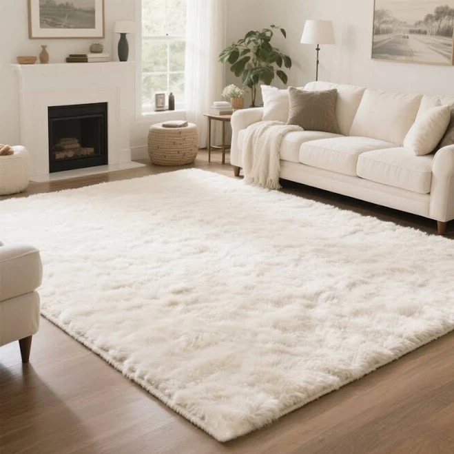 Mercer41 Soft Plush White Shag Modern Cozy Carpet Area Rug