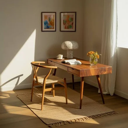 Mid Century Modern Writing Desk with Drawers