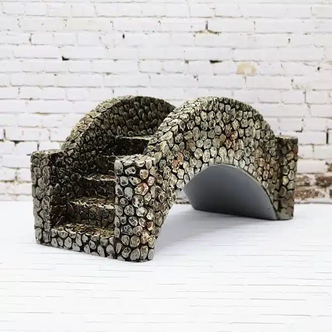 Miniature Aged Stone Bridge,1:12 Scale,Stone Walkway,Steps,Stone Stairway,Dollho