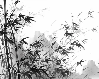 Minimalist Chinese Ink Wash Bamboo Painting | Zen Wall Art | Sumi-e Asian Decor
