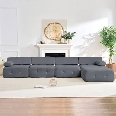 Mjkone Modern Modular Sectional Sofa Couch with Storage Ottoman