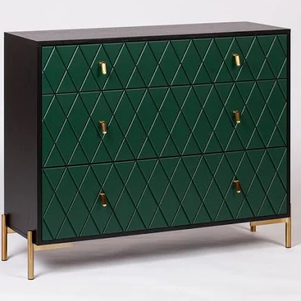 Modern Dresser - Handmade Geometric Chest of drawers, Green Art Deco Bedroom Sto
