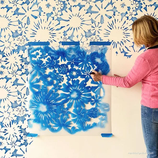 Modern Floral Wall Stencils