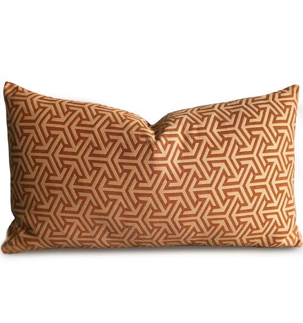 mondrian Orange Rust Geometric Luxury Woven Pillow Cover
