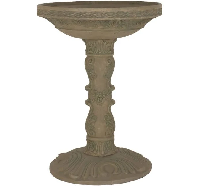MPG 26.5 in. H Cast Stone Rose Birdbath