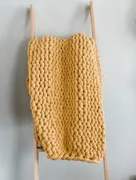 Mustard Chunky Knit Blanket