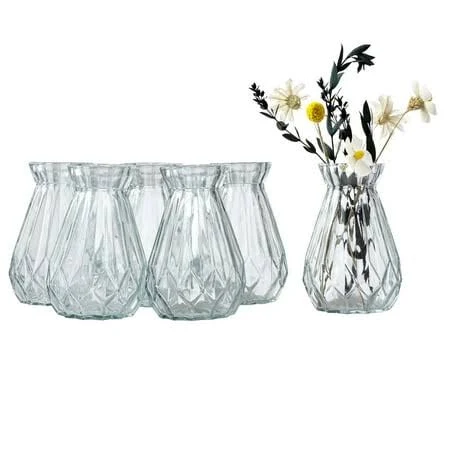 Mygift 5-Inch Tulip-Shape Clear Vases (Set of 6)