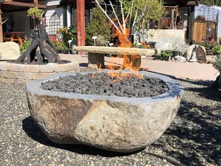 Natural Stone / Real River Boulder Gas Fire Pit, LPG or Natural Gas