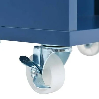 Navy Blue Kitchen Island with Fluted Glass Doors and Storage / Add Style and Org