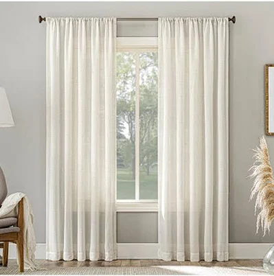 No. 918 Daniela 1-Piece Linen Blend Semi-Sheer Rod Pocket Curtain Panel