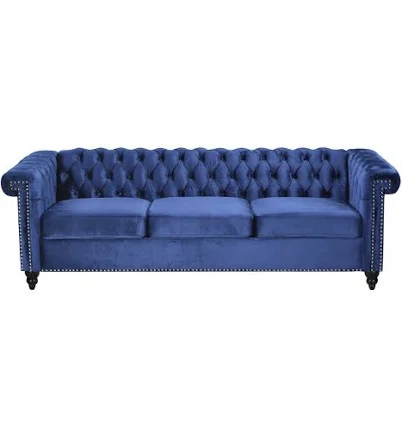 Noble House Parkhurst Tufted Chesterfield Velvet Sofa
