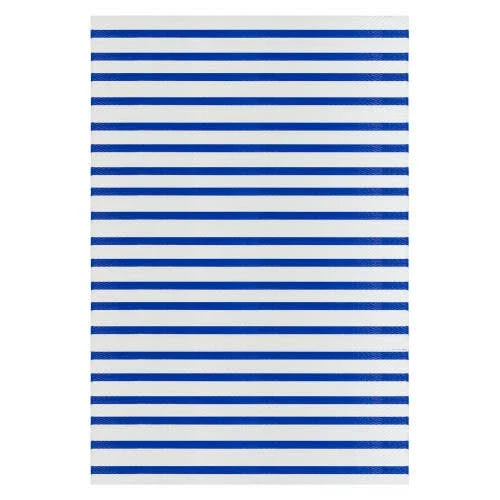 Northlight 4' x 6' Blue and White Striped Rectangular Outdoor Area Rug
