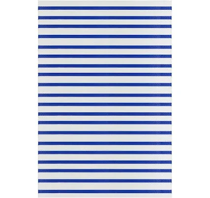 Northlight 4' x 6' Blue and White Striped Rectangular Outdoor Area Rug