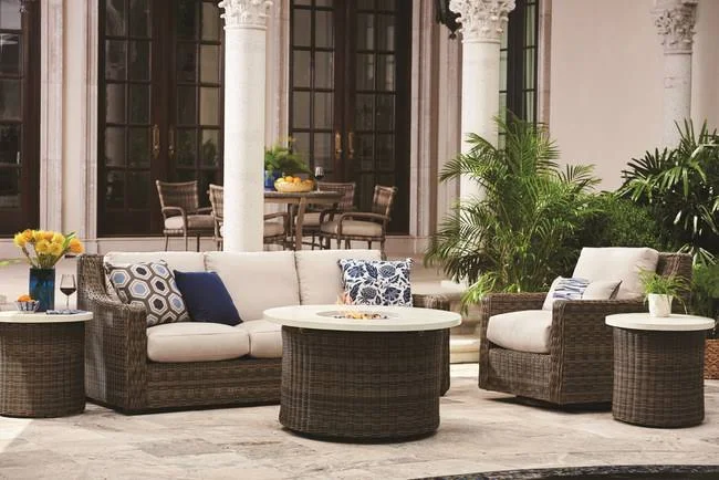 Oasis Sofa | HOM Furniture | White | Aluminum/indoor Wicker/outdoor Wicker