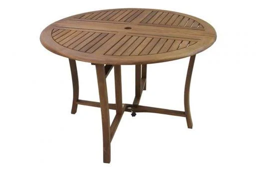 Outdoor Interiors Round Eucalyptus Folding Dining Table