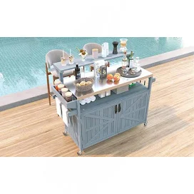 Outdoor Kitchen Island with Raised Shelf